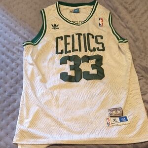 Addidas Hardwood Classics NBA White Celtics #33 Mesh Jersey with Green Trim